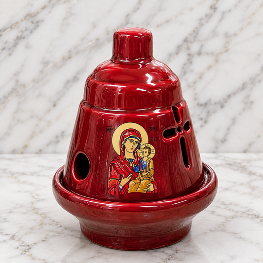 Mary and Jesus Cherry Vigil Lamp / Kandili