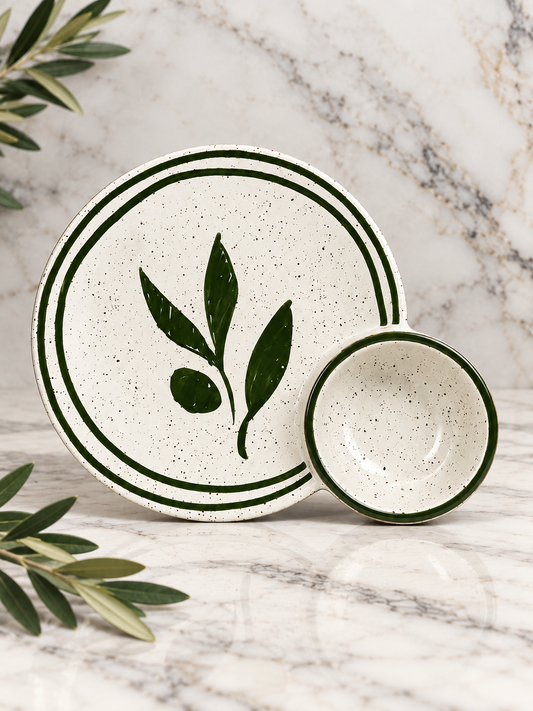 Stoneware  Hand-Painted Olive Serving Dish 🫒