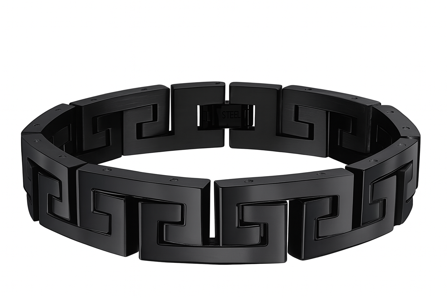 Black Meander Mens Bracelet