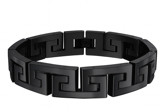 Black Meander Mens Bracelet