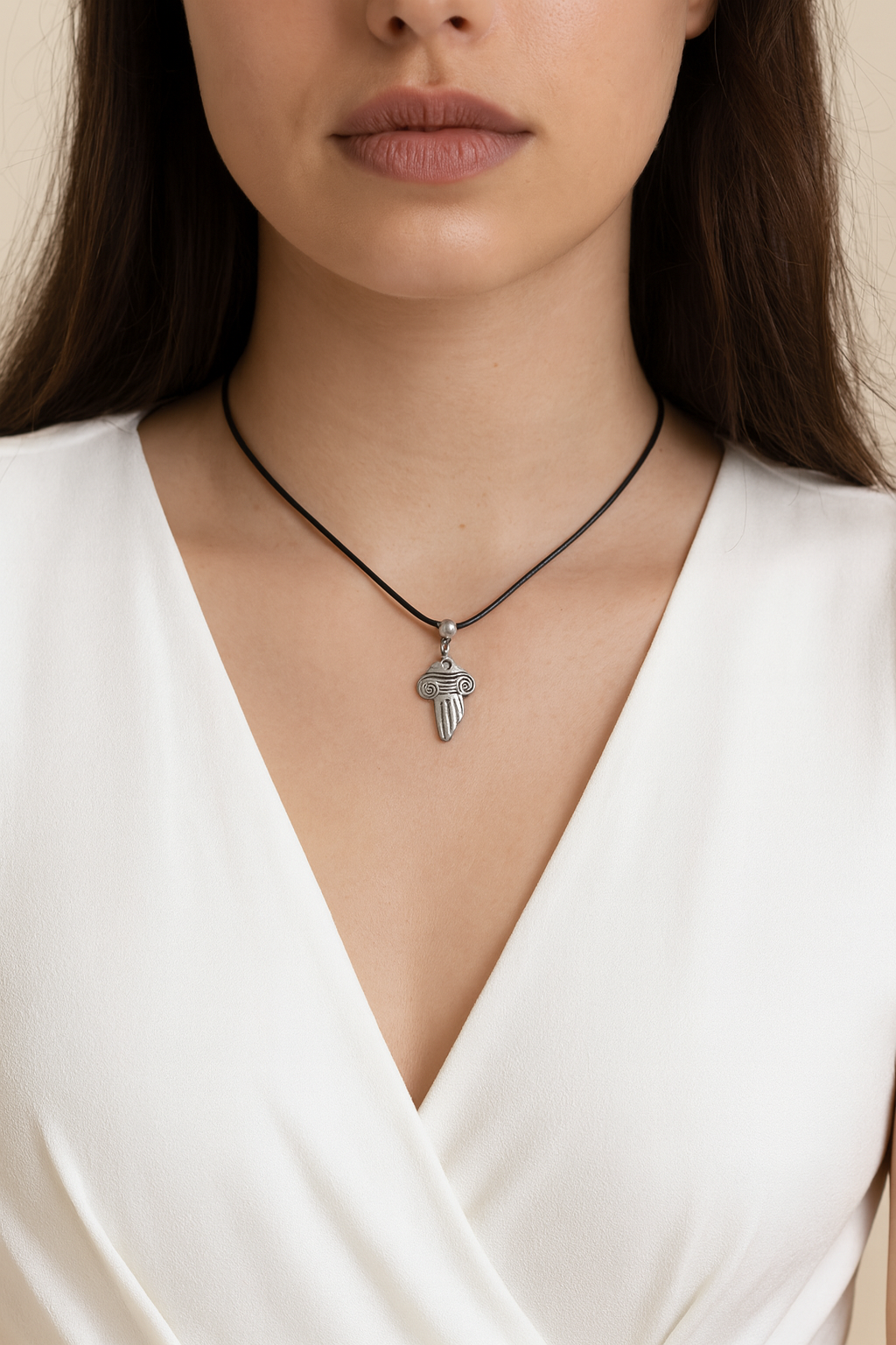 Greek Column Necklace Silver
