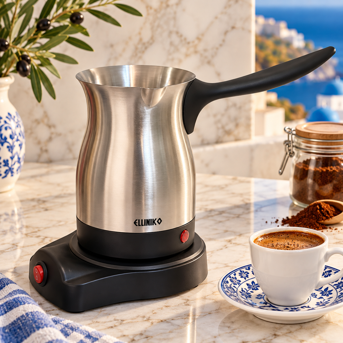 Elliniko Electric Greek Coffee Maker – Stainless Steel 800W