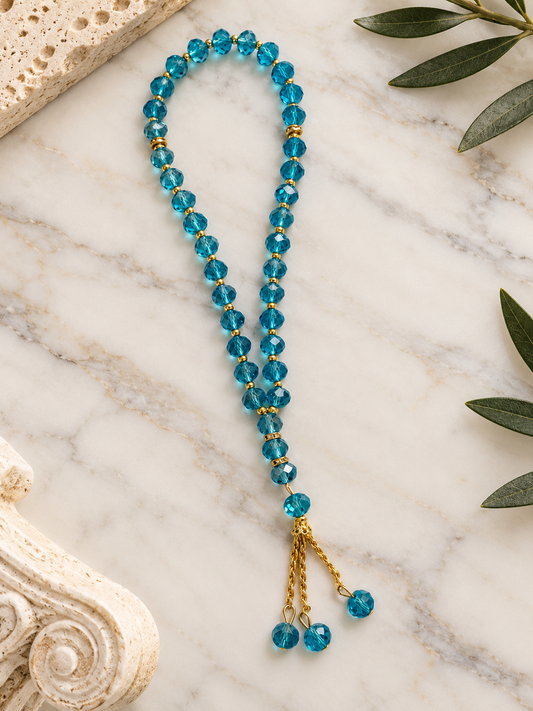 Iridescent Turquoise Blue Beaded Car Charm