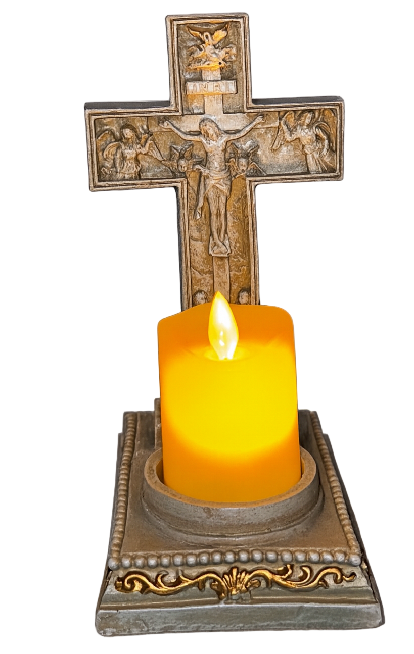 Cross Candle Holder & LED Candle