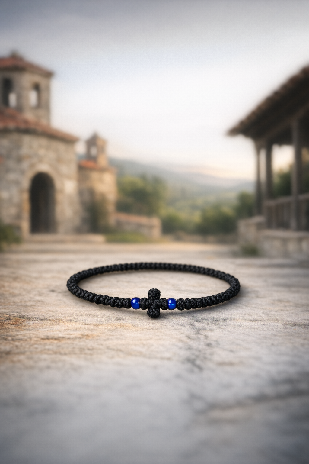 Komboskini - black with blue beads