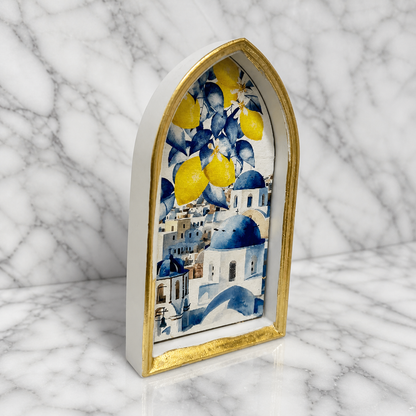 Aegean Arch Standing Decor – Handmade Santorini Church & Lemon Grove