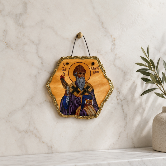 Saint Spyridon Hanging Eikon – Handmade in Greece