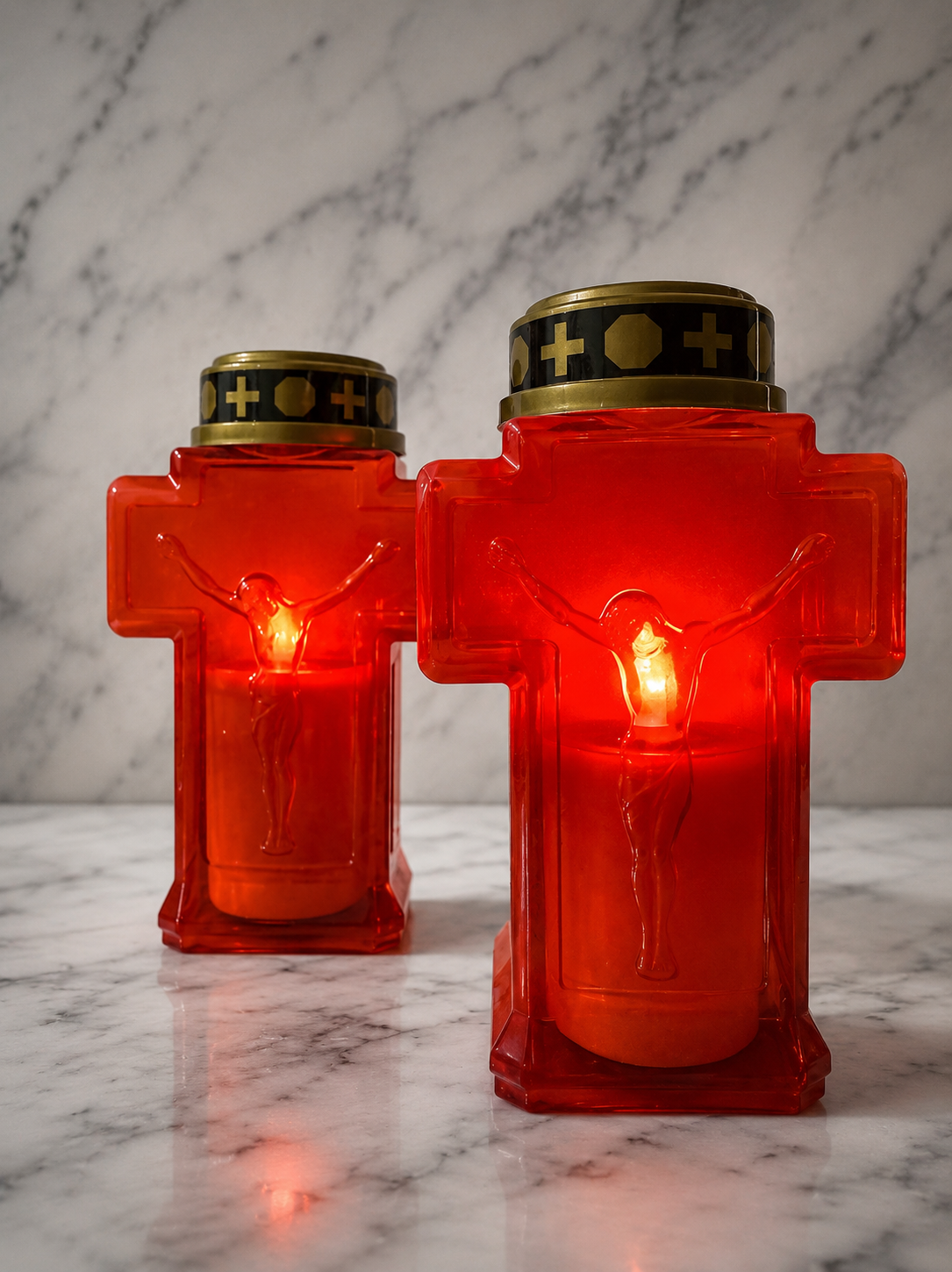 LED Cross Candle - Red