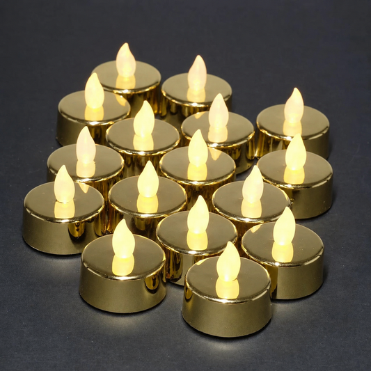 Gold LED Tea Light Candle – Warm Flameless Candle (up to 100 hrs burn time)