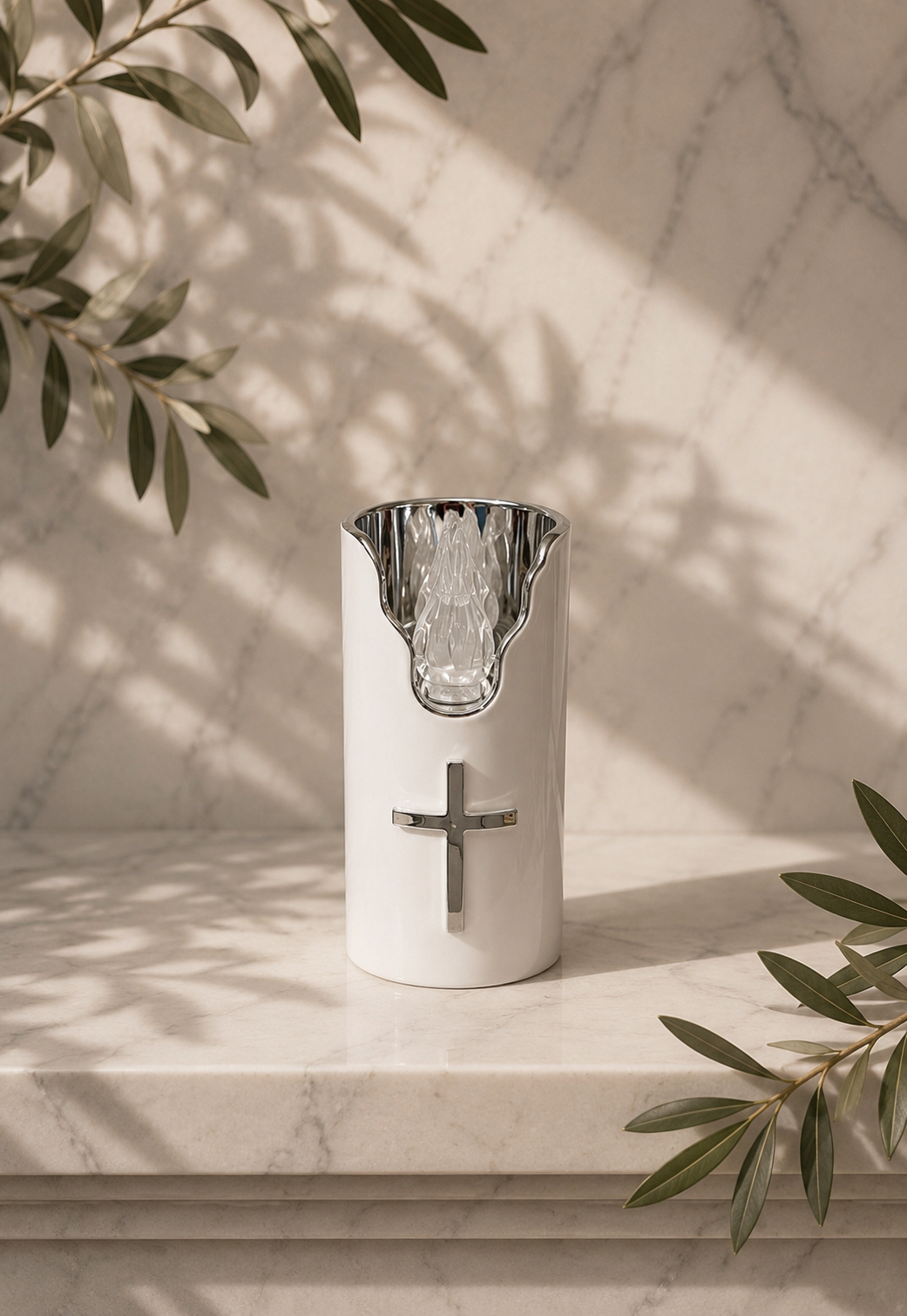 Small Kandili LED Candle - Silver