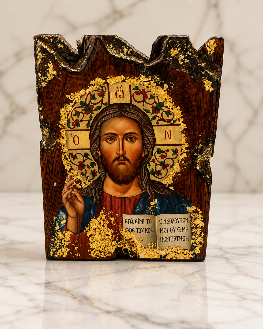 Jesus Eikon On Solid Wood Freestanding