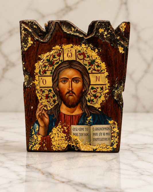 Jesus Eikon On Solid Wood Freestanding