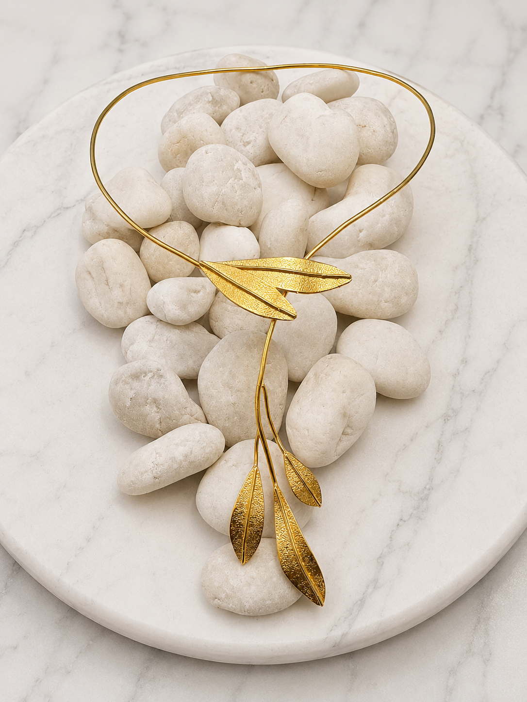 Olive Leaf Statement Necklace Gold