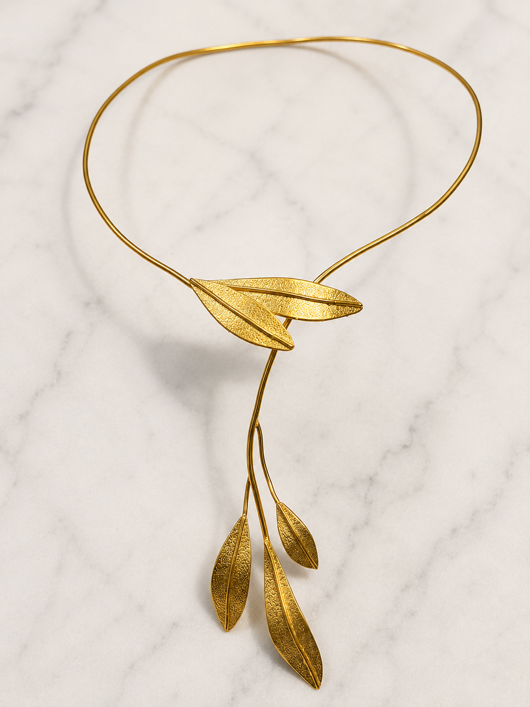 Olive Leaf Statement Necklace Gold