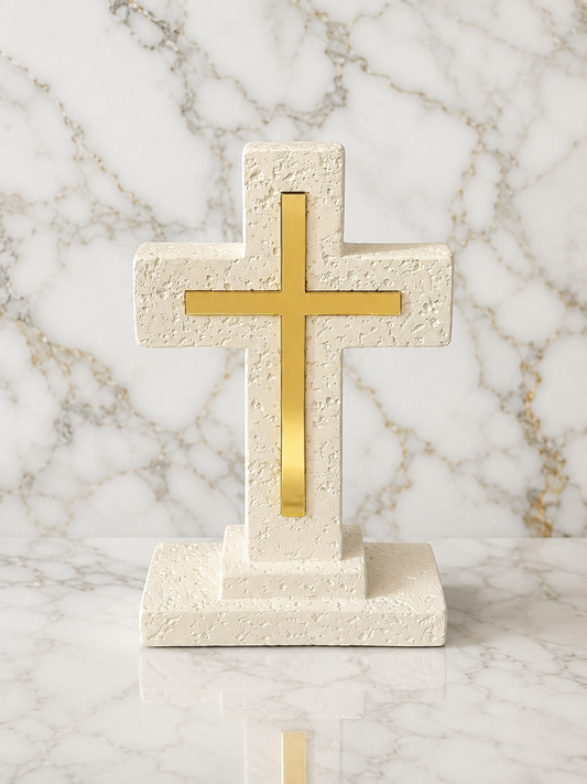 Aegean Gold  cast stone cross