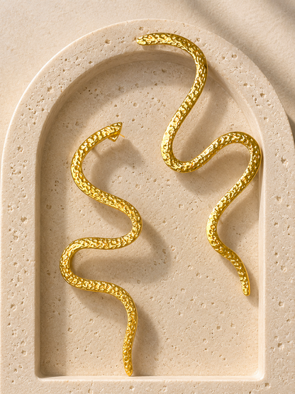 Minoan Snake Gold Drop Earrings
