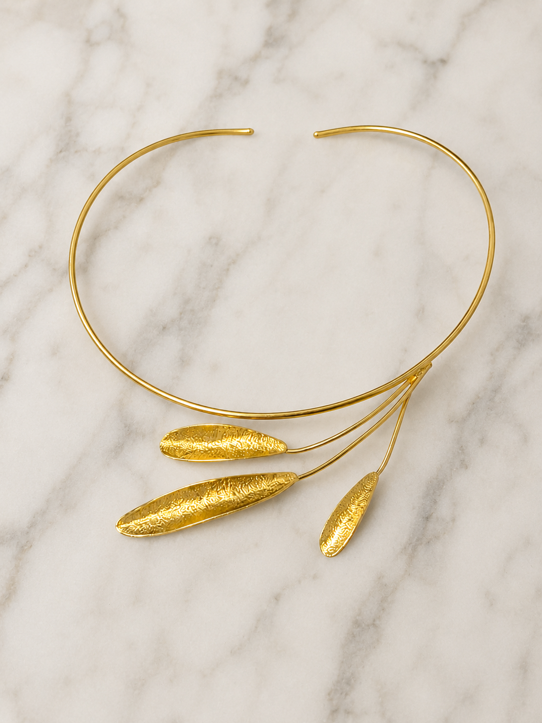 Olive Leaf Gold Choker - Necklace