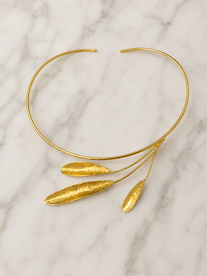 Olive Leaf Gold Choker - Necklace