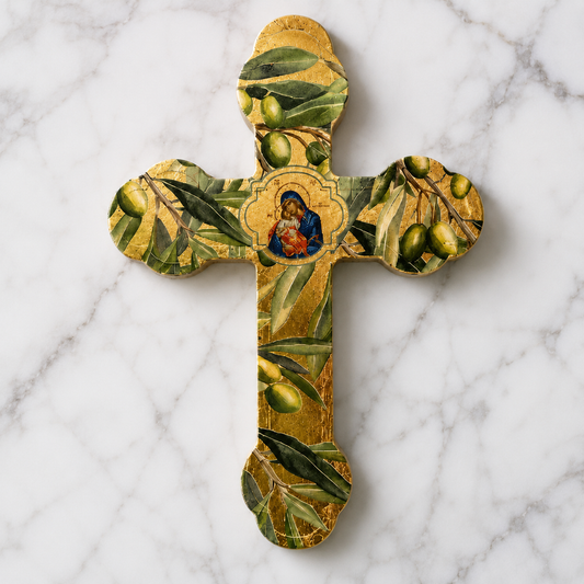 Olive Gold Leaf Wall Cross
