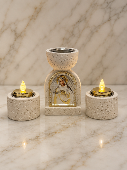 Cylinder Stone Tea Light Holder / Incense Burner