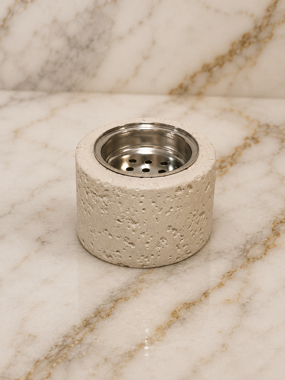 Cylinder Stone Tea Light Holder / Incense Burner
