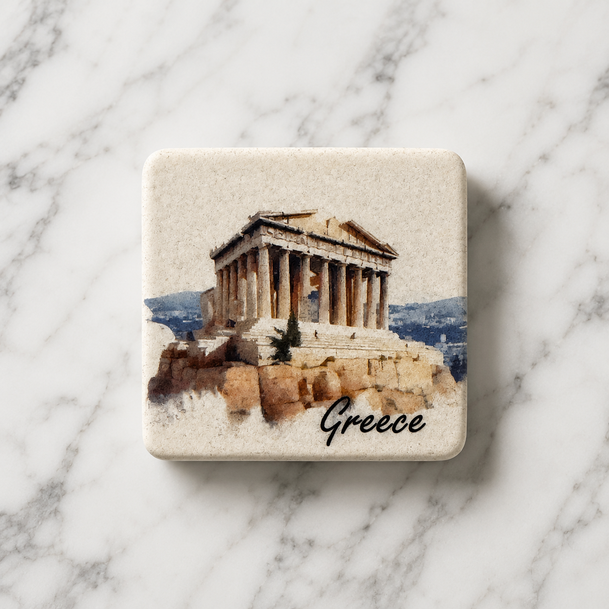 Thassos Marble Parthenon Magnet | Made in Greece