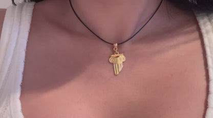Greek Column Necklace Gold